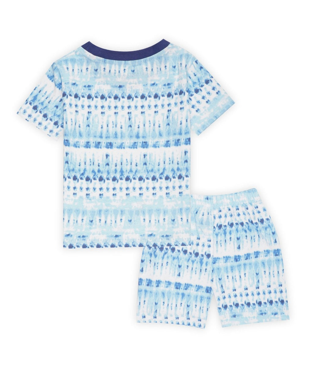 tie and dye blue kids clothing set back