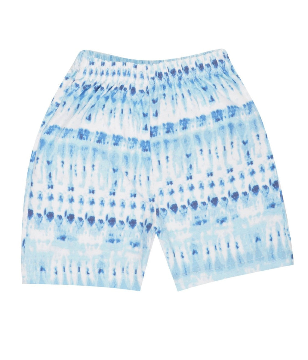 tie and dye blue kids cotton shorts