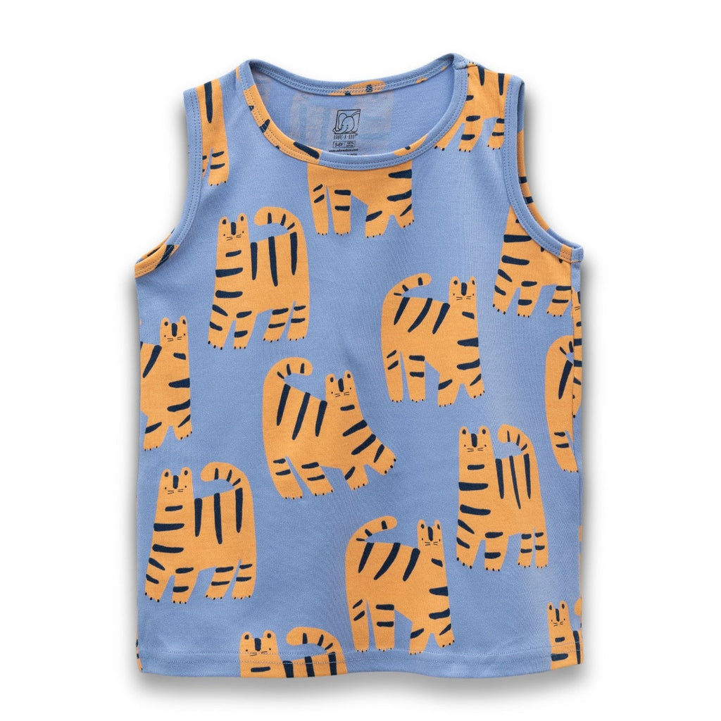 Tiger Printed Blue Kids Clothing Set tshirt