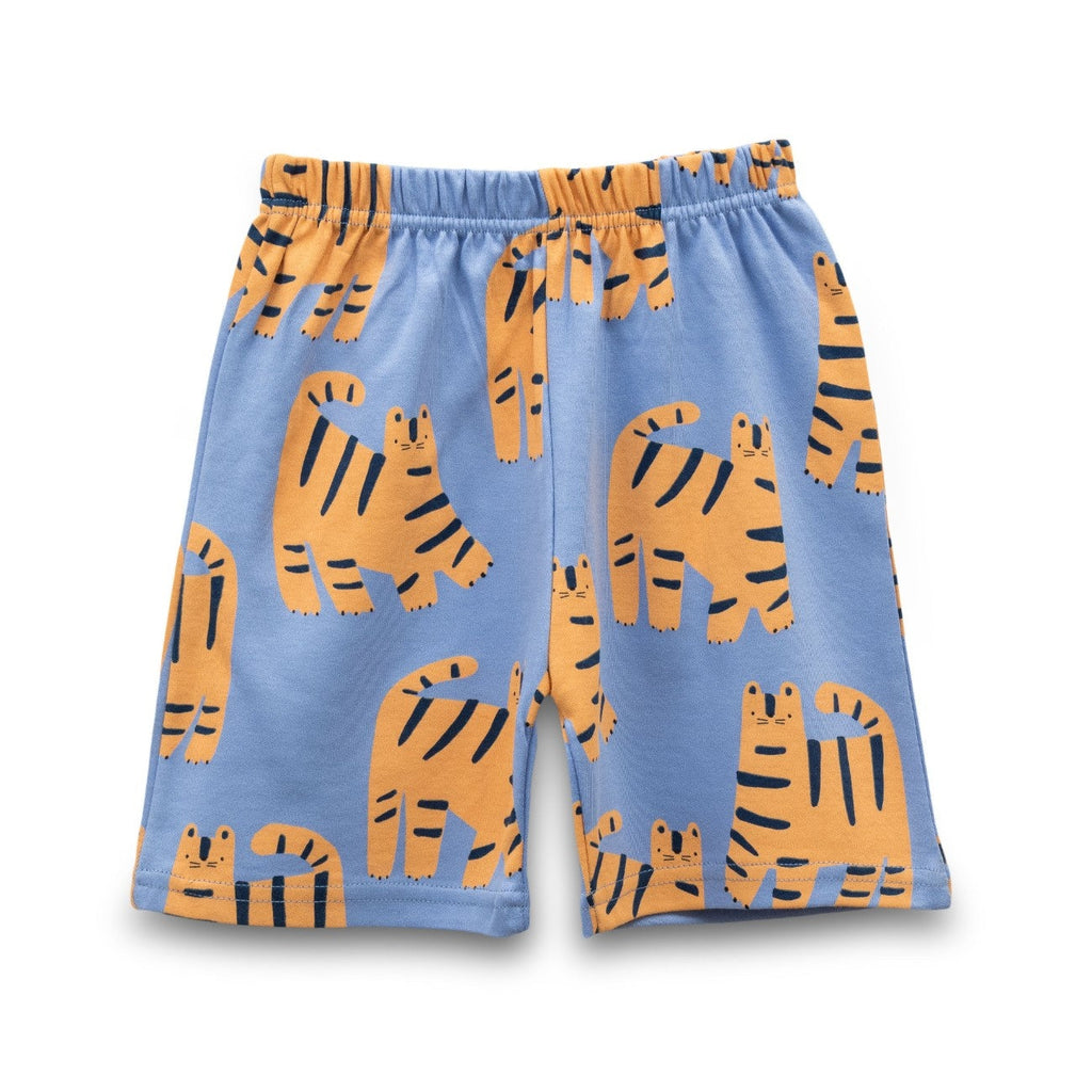 Tiger Printed Blue Kids Clothing Set shorts