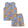 Tiger Printed Blue Kids Clothing Set front