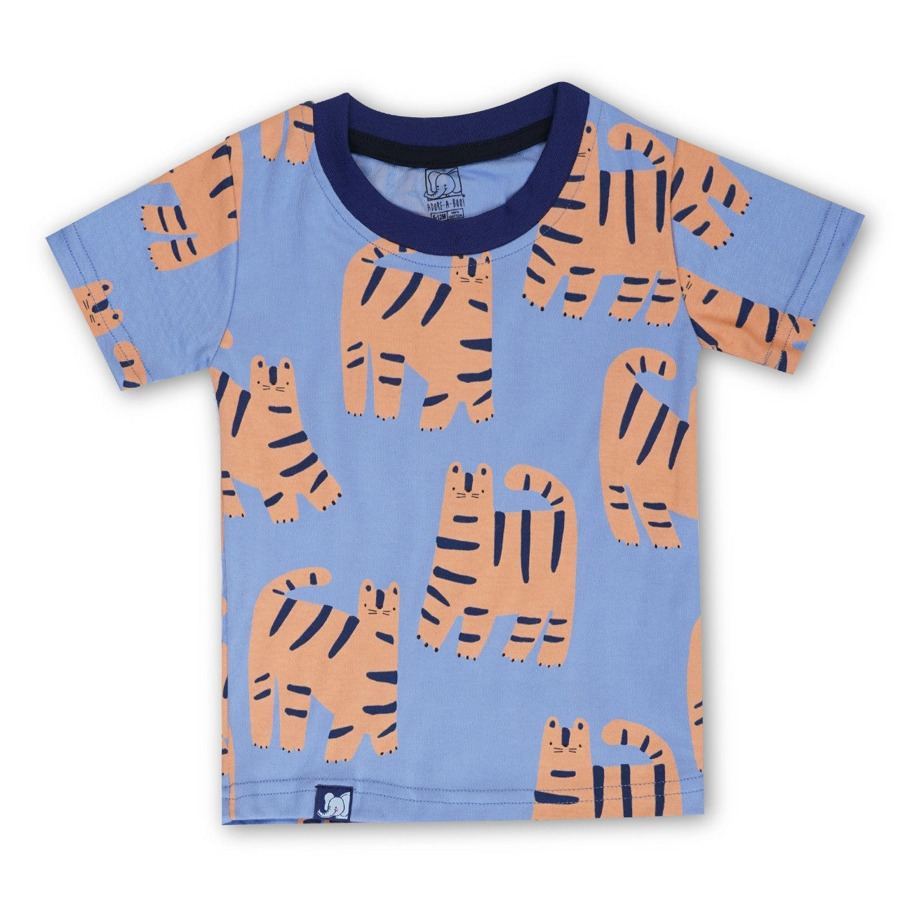 tiger printed blue kids clothing set cotton