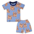 tiger printed blue kids clothing set