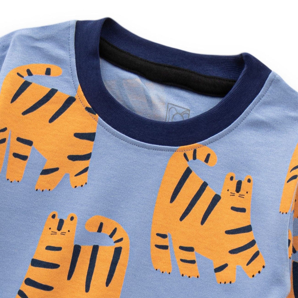 tiger printed kids pyjama set closeup