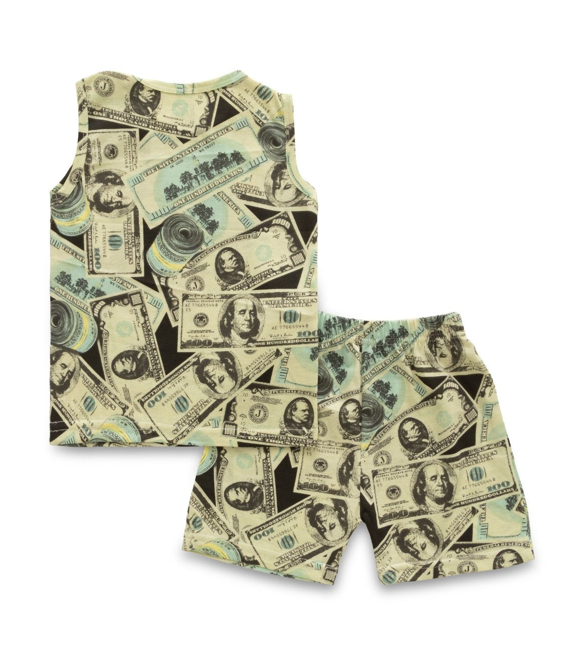 US Doller Printed Green Kids Clothing Set back