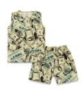 US Doller Printed Green Kids Clothing Set front