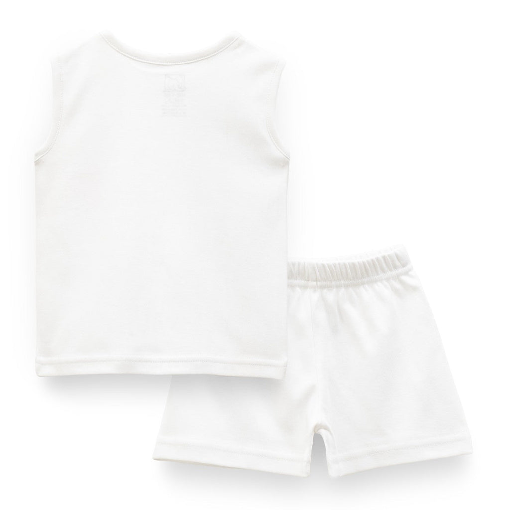 baby girl cotton dress set white back