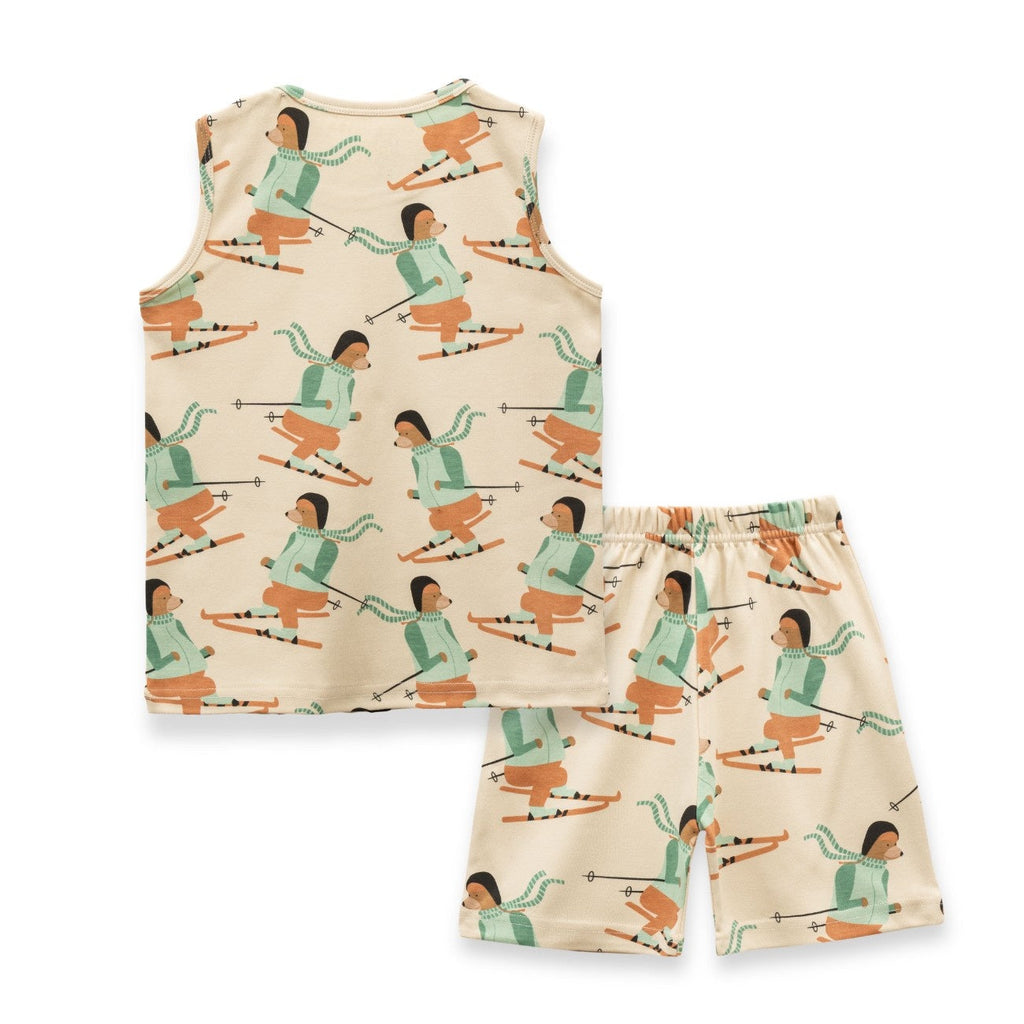 Woof Squard Printed Cream Kids Clothing Set back
