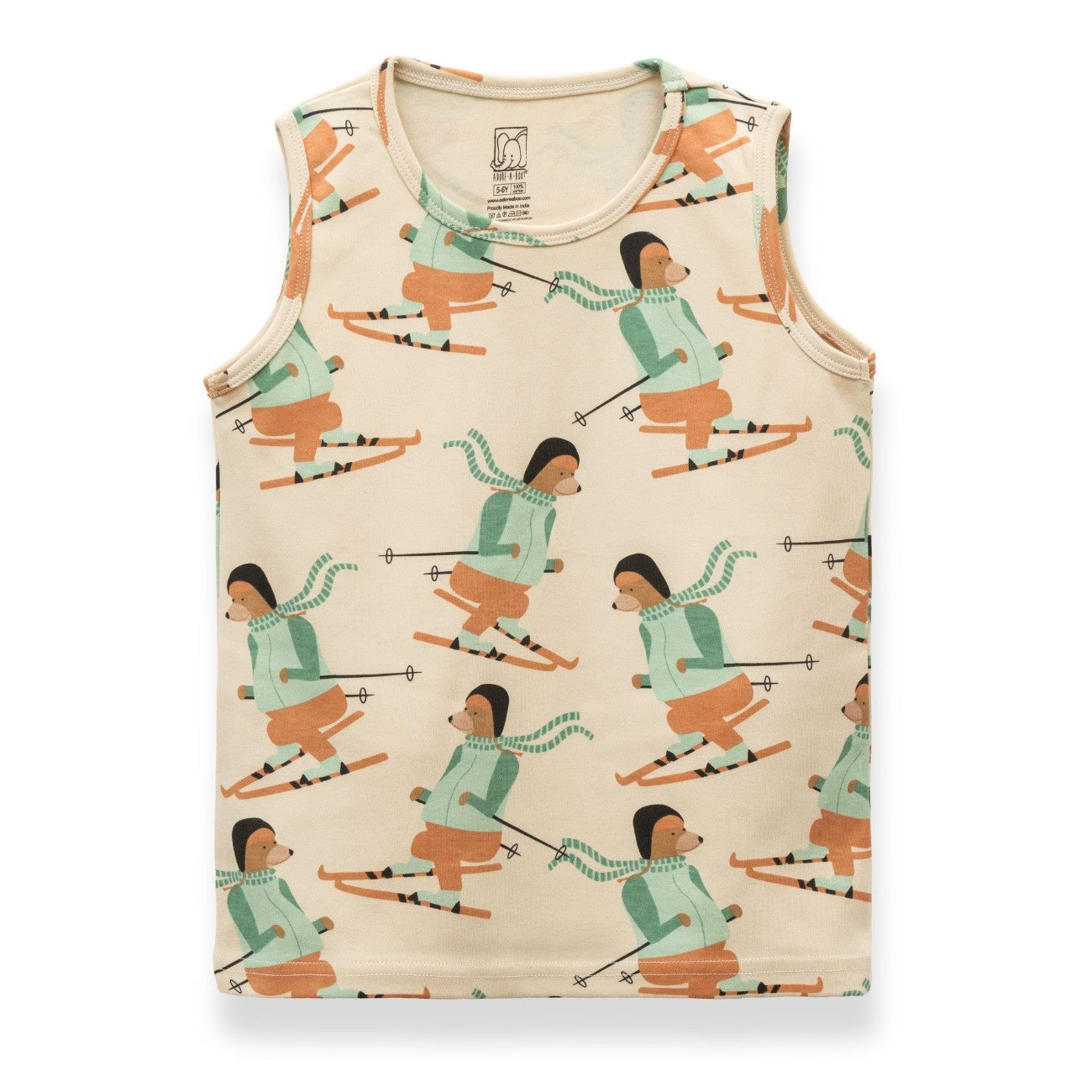 Woof Squard Printed Cream Kids Clothing Set tshirt