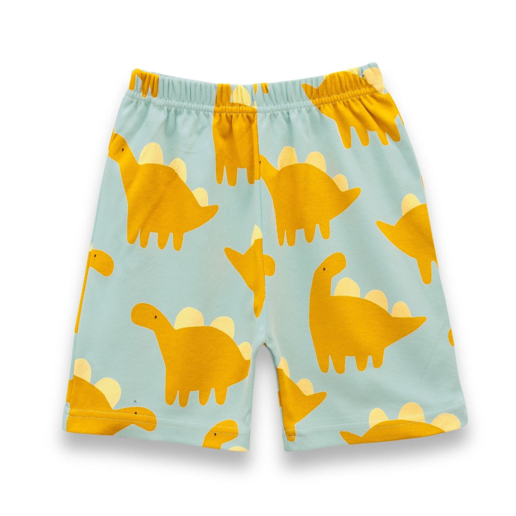 Dinosaur Printed Yellow Kids Clothing Set shorts