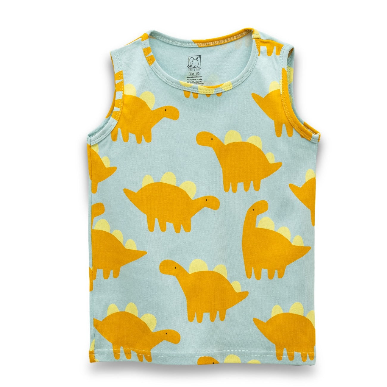 Dinosaur Printed Yellow Kids Clothing Set tshirt