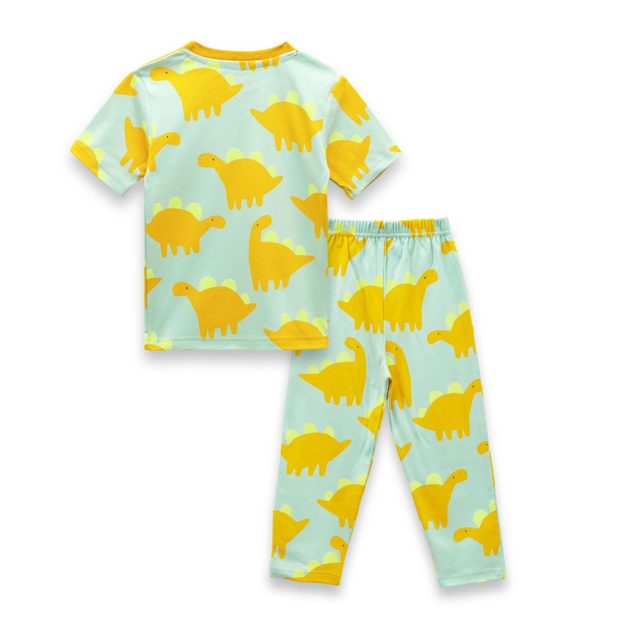 yellow dinosaur kids pyjama set back