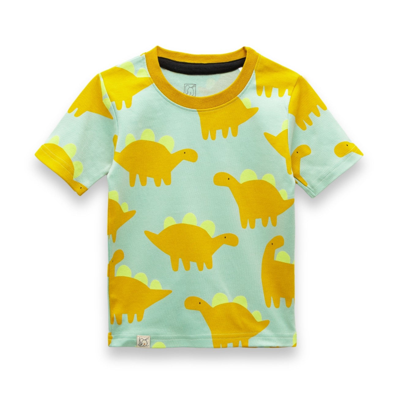yellow dinosaur kids pyjama set tshirt
